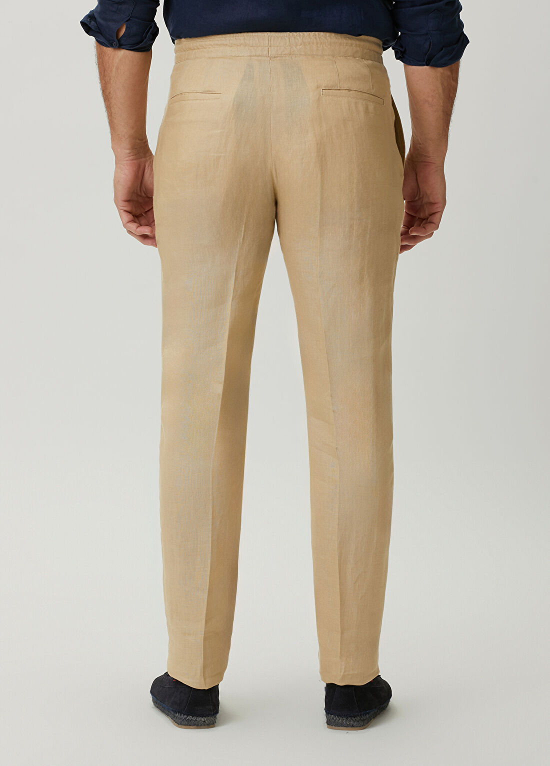Kiton Bej Keten Pantolon görsel 4