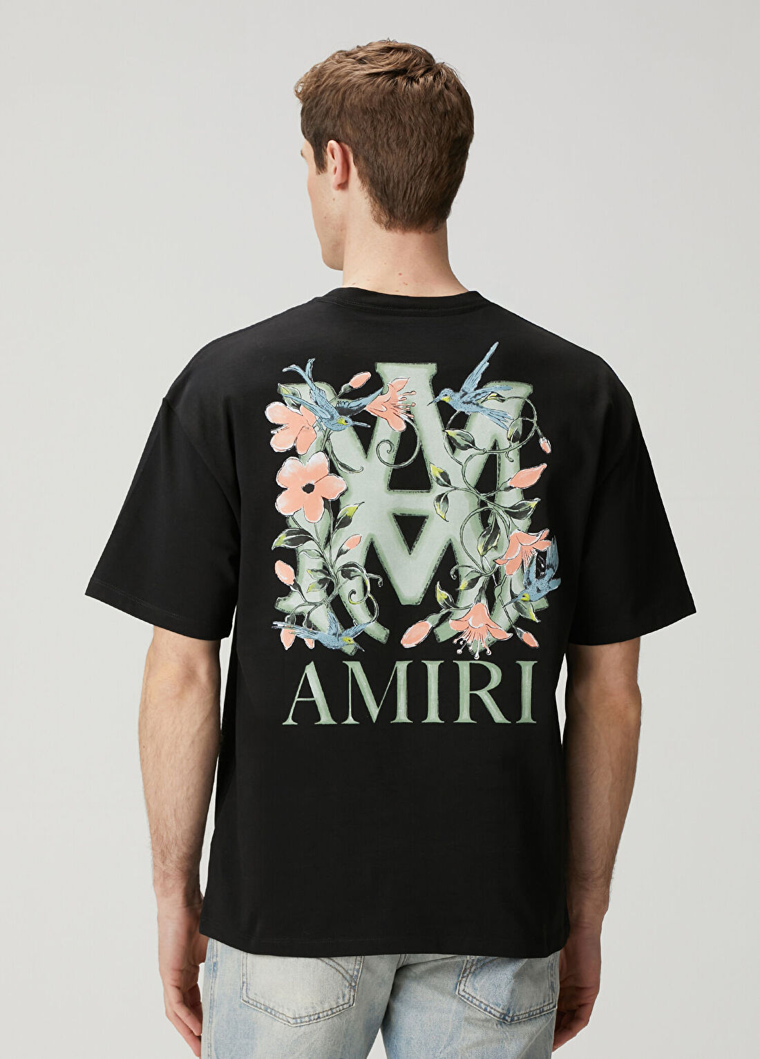Amiri Siyah Çiçekli Logo Baskılı T-shirt görsel 4