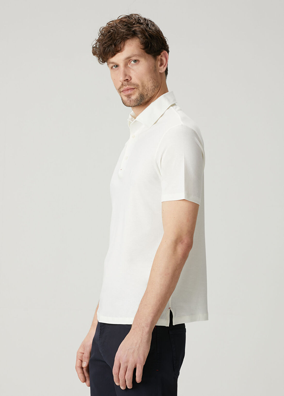 Isaia Beyaz Polo Yaka T-shirt görsel 3