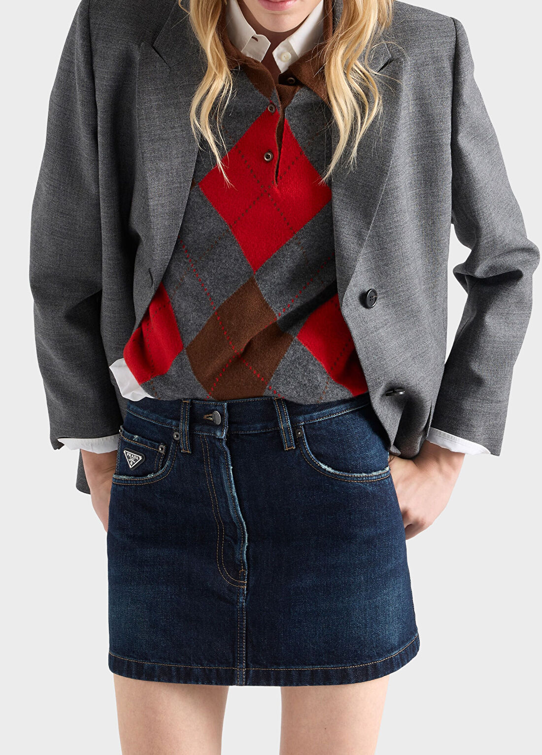 Prada Mavi Denim Kadın Mini Etek görsel 3