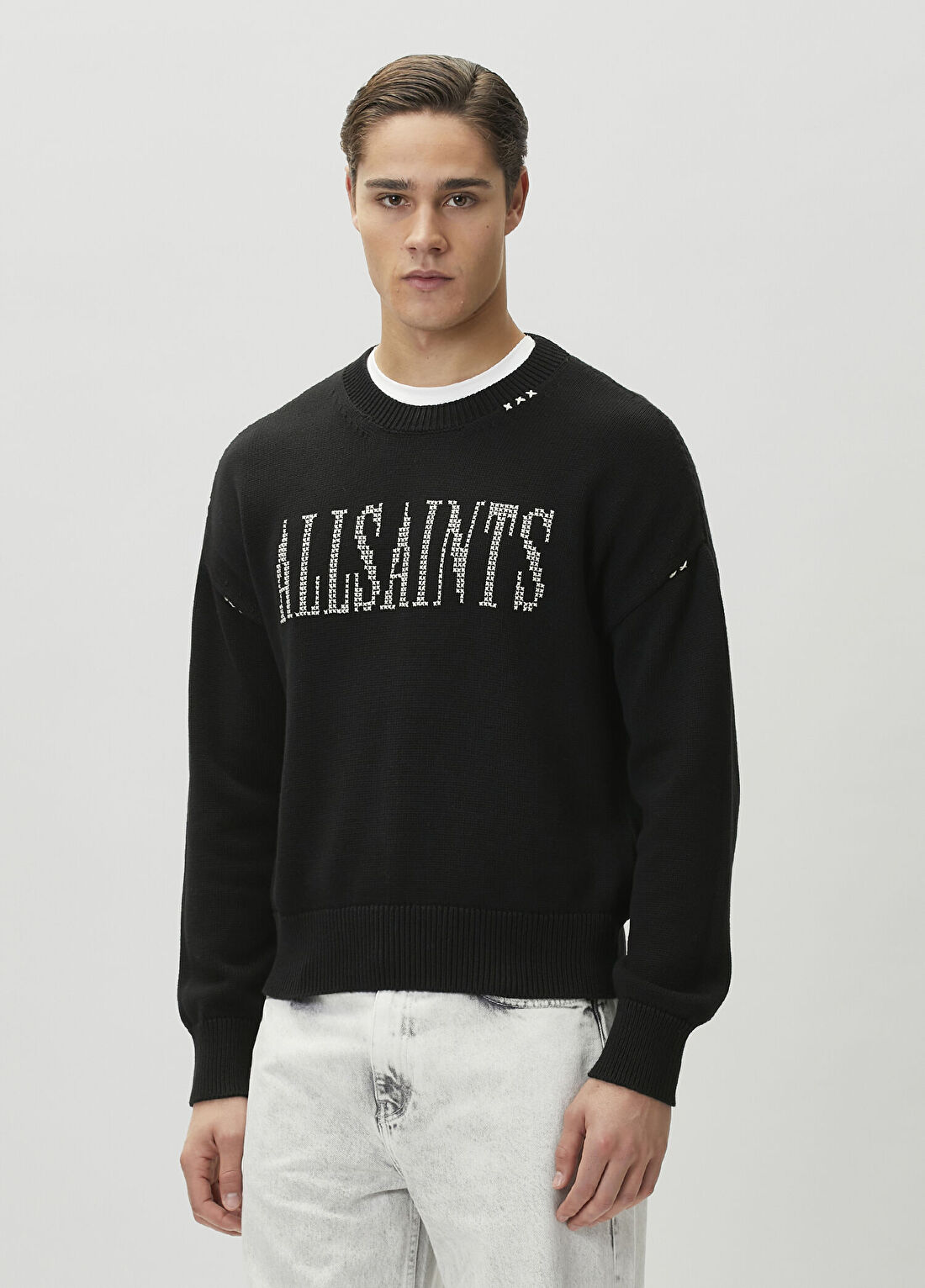 AllSaints Crossed Siyah Kazak görsel 3