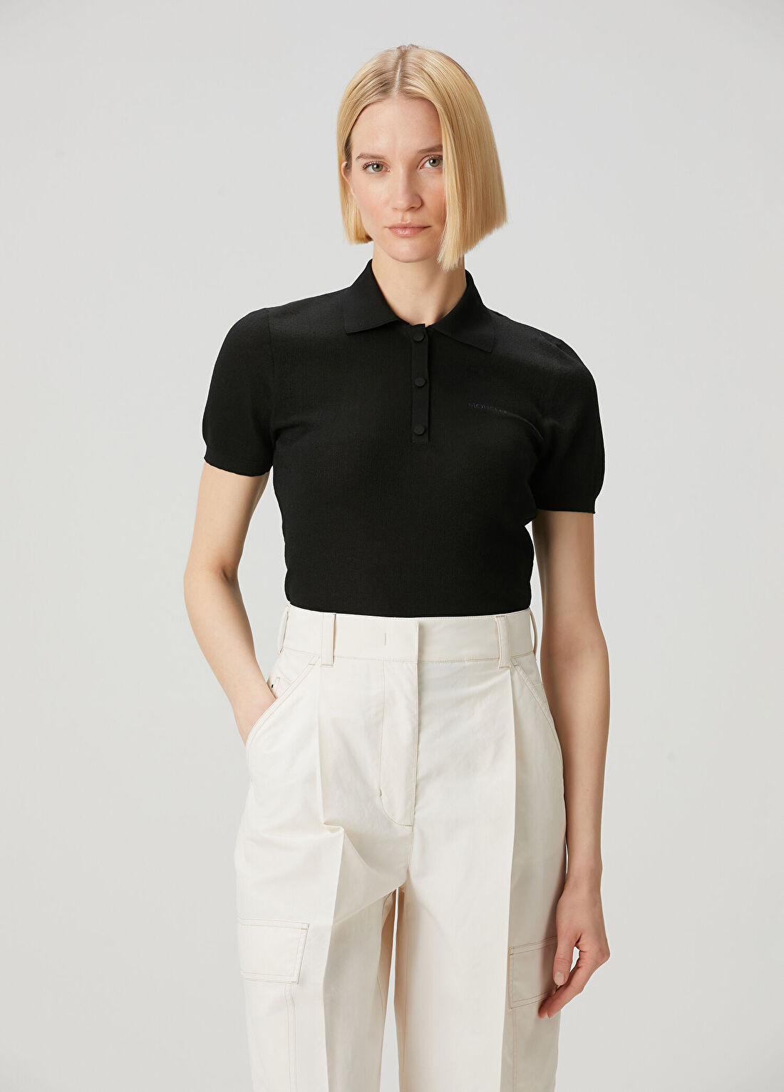Moncler Siyah Polo Triko