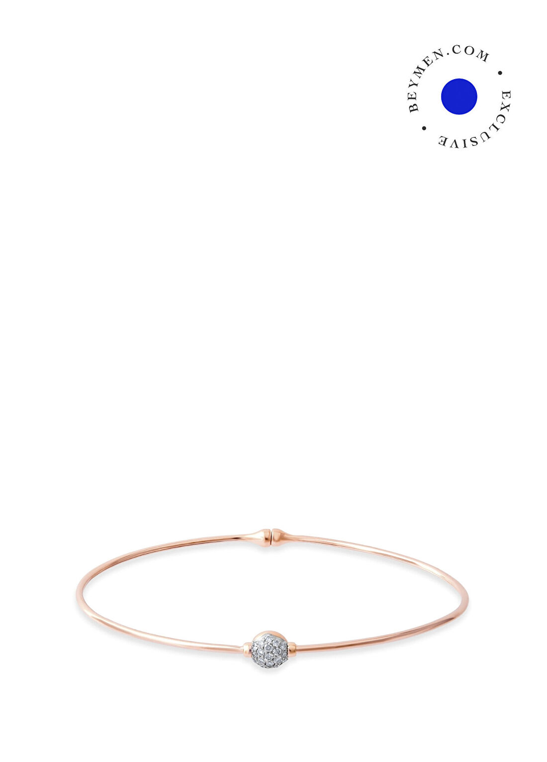 Safir Mücevher Luna Pırlanta Taşlı 14 Ayar Rose Gold Altın Kadın Esnek Kelepçe Bileklik