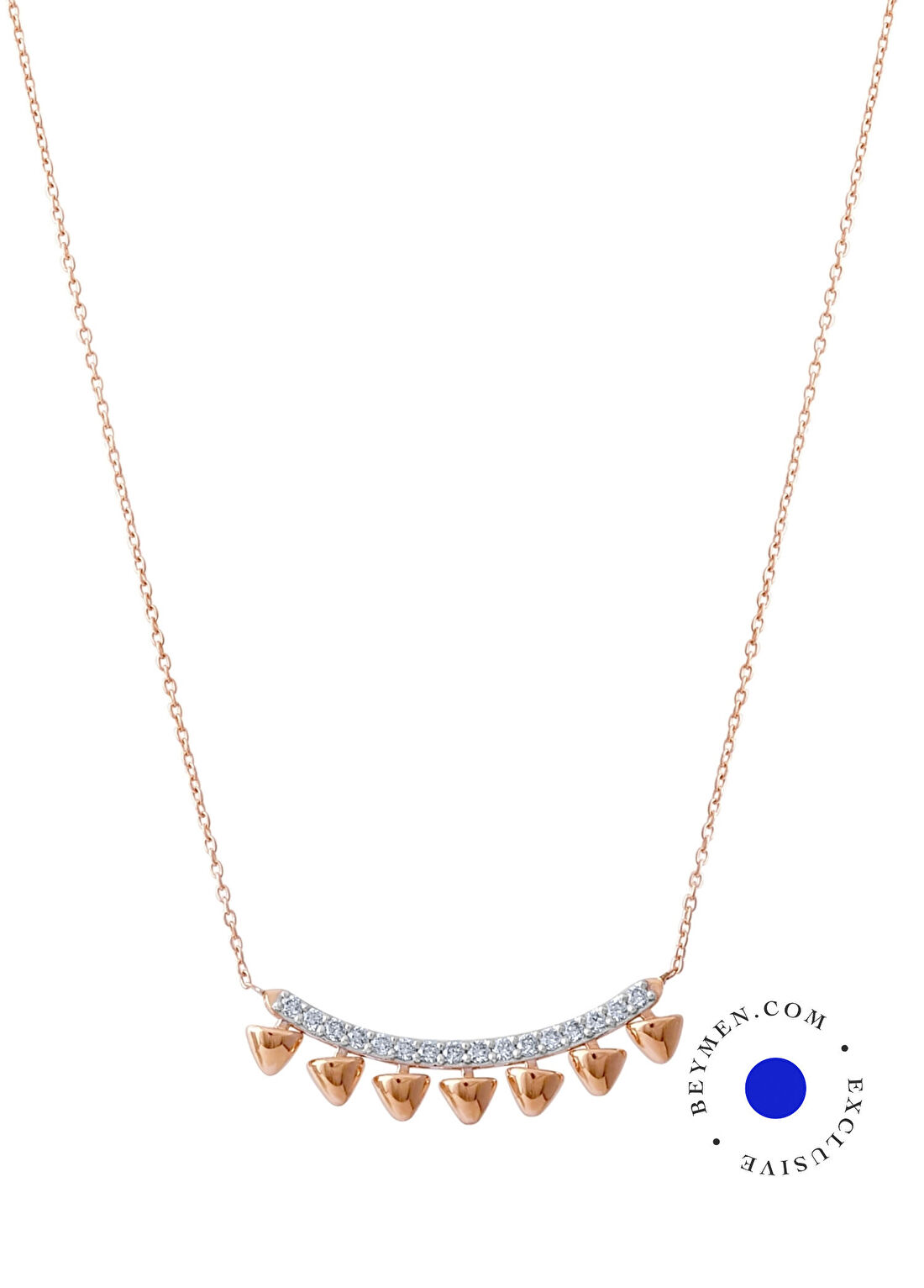 Safir Mücevher Luna Pırlanta Taşlı 14 Ayar Rose Gold Kadın Kolye
