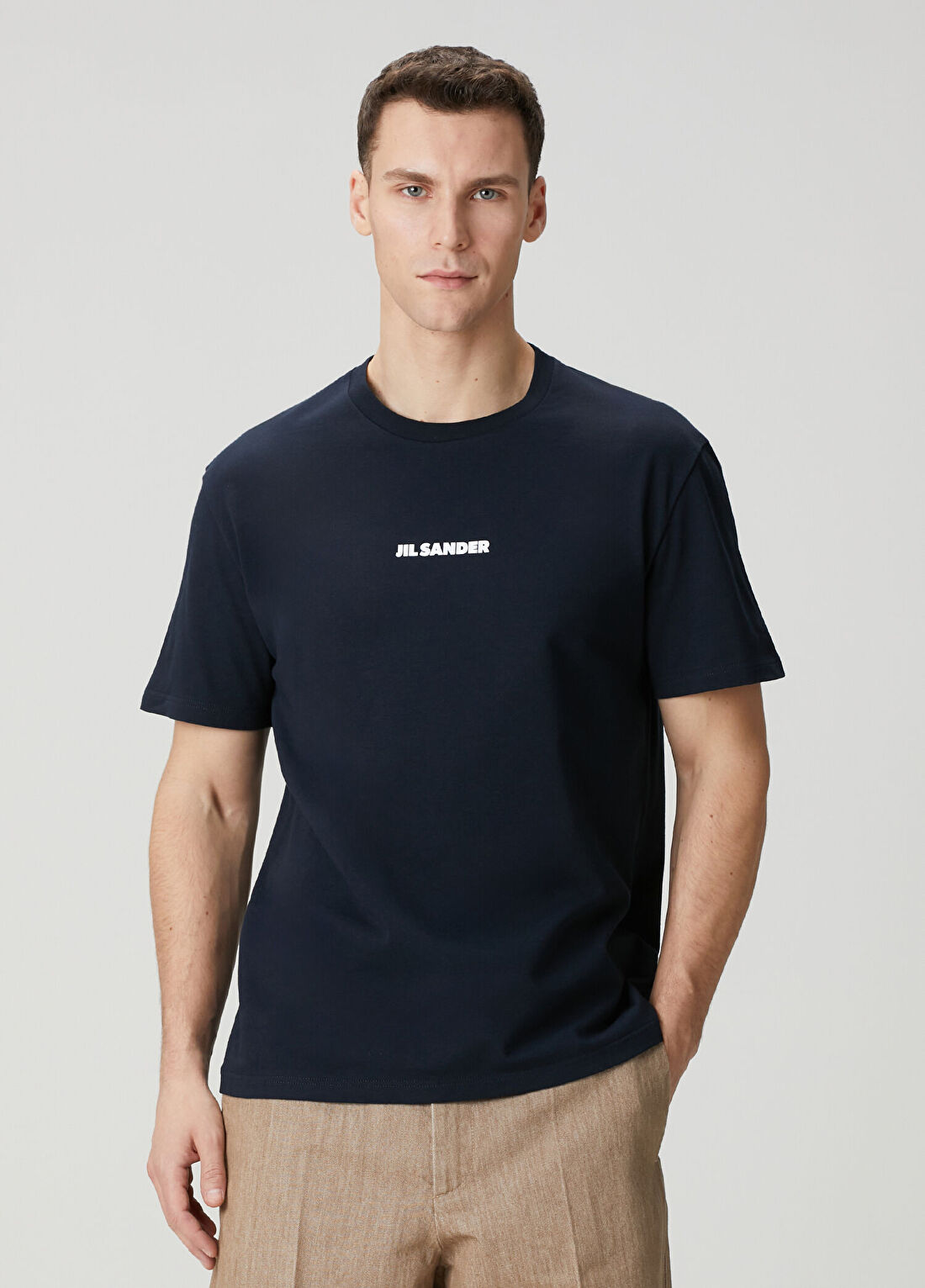 Jil Sander Lacivert Logo Baskılı T-shirt