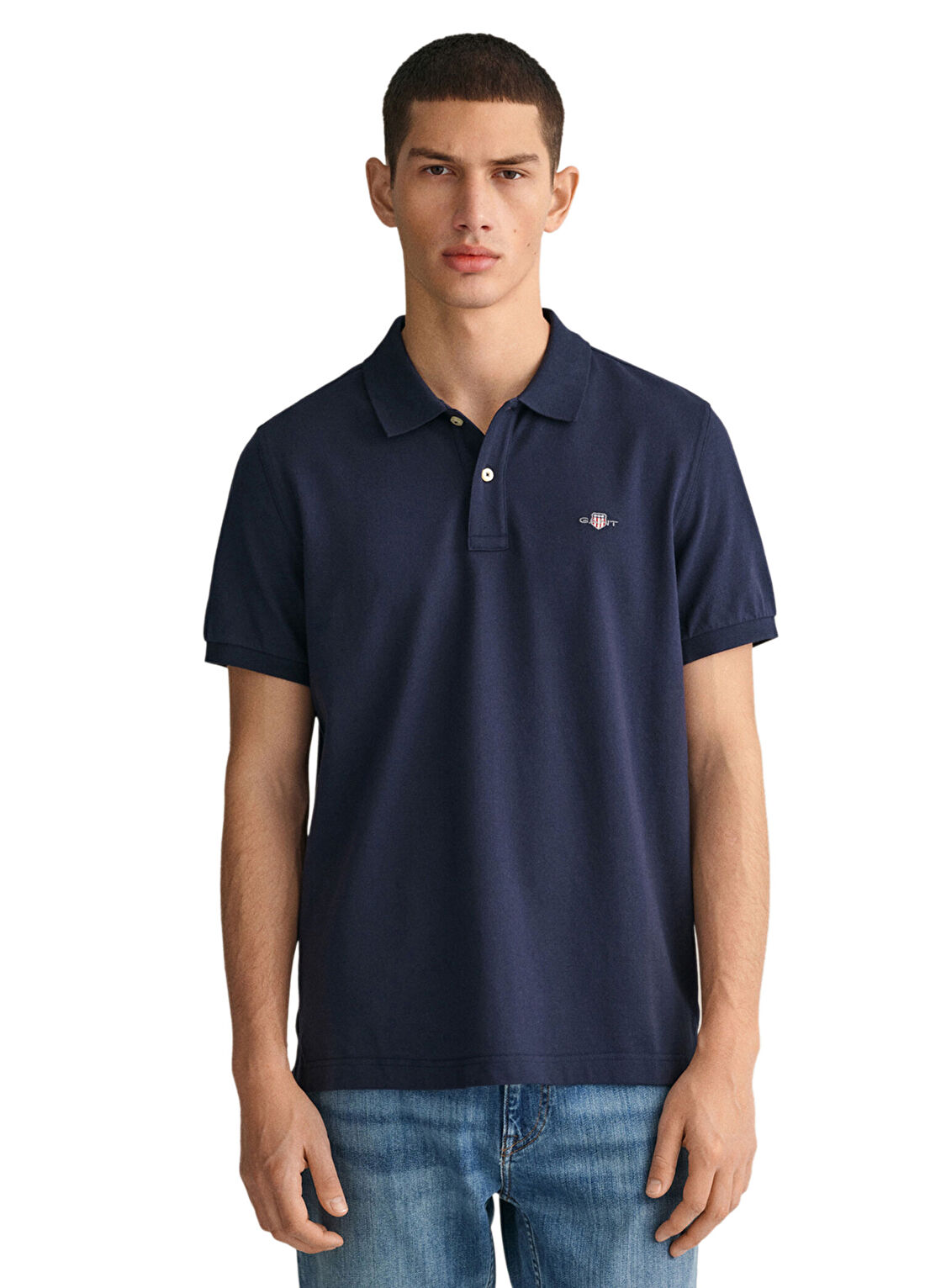 Gant Lacivert Logolu Polo Yaka Regular Fit Kısa Kollu Erkek T-shirt