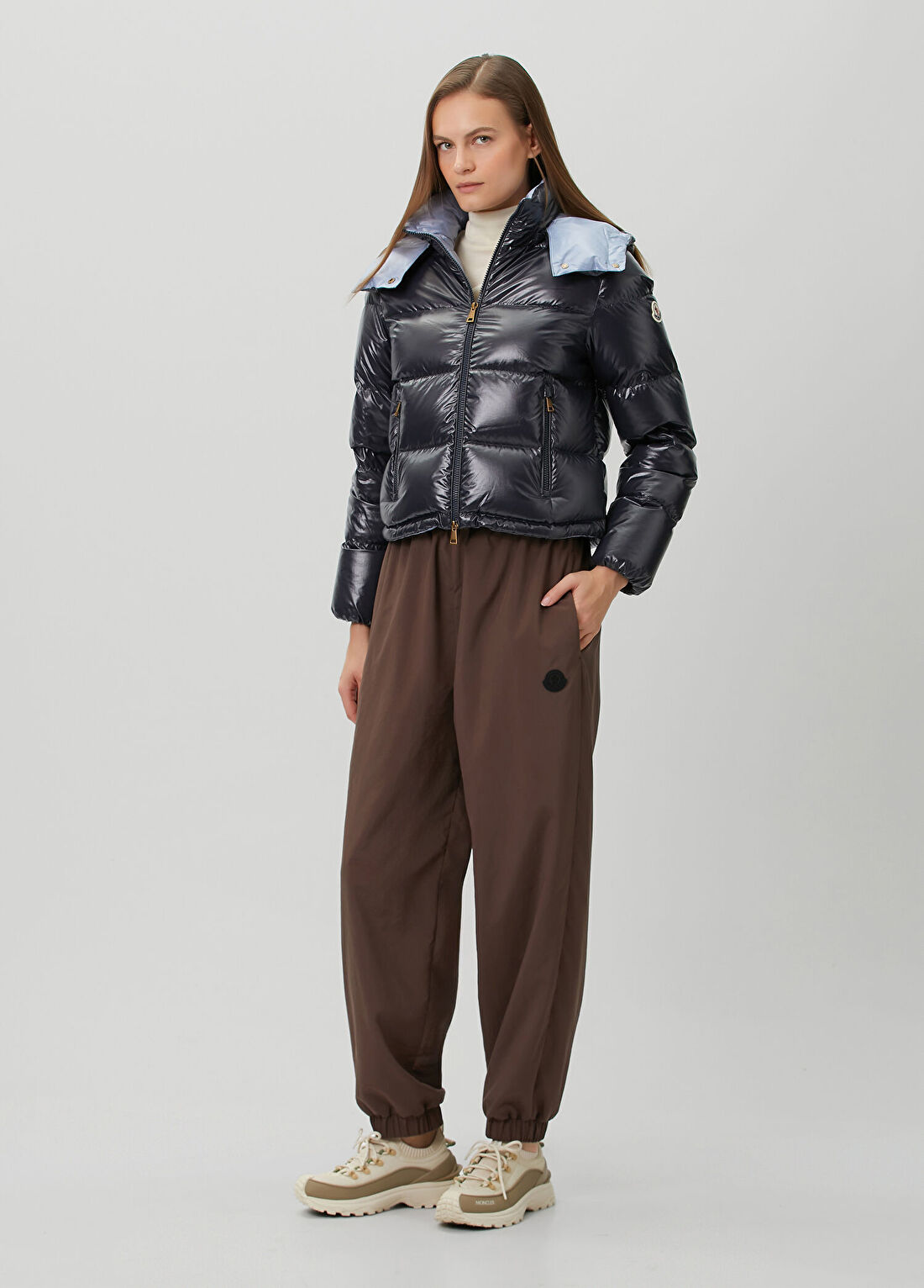Moncler Niveole Lacivert Kapüşonlu Puffer Mont görsel 2