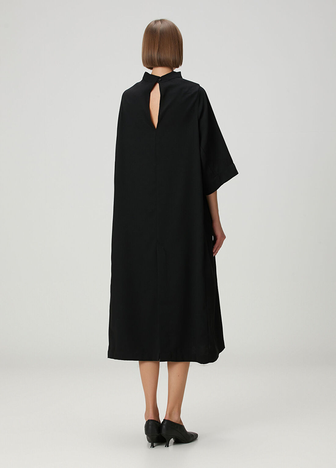 Studio Cut Siyah Midi Oversize Elbise görsel 4