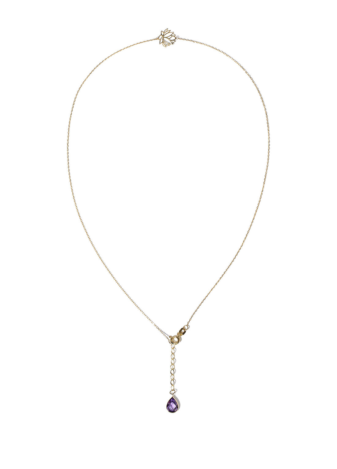 Collection Mor Lotus Çiçekli Pırlantalı Kadın Altın Kolye