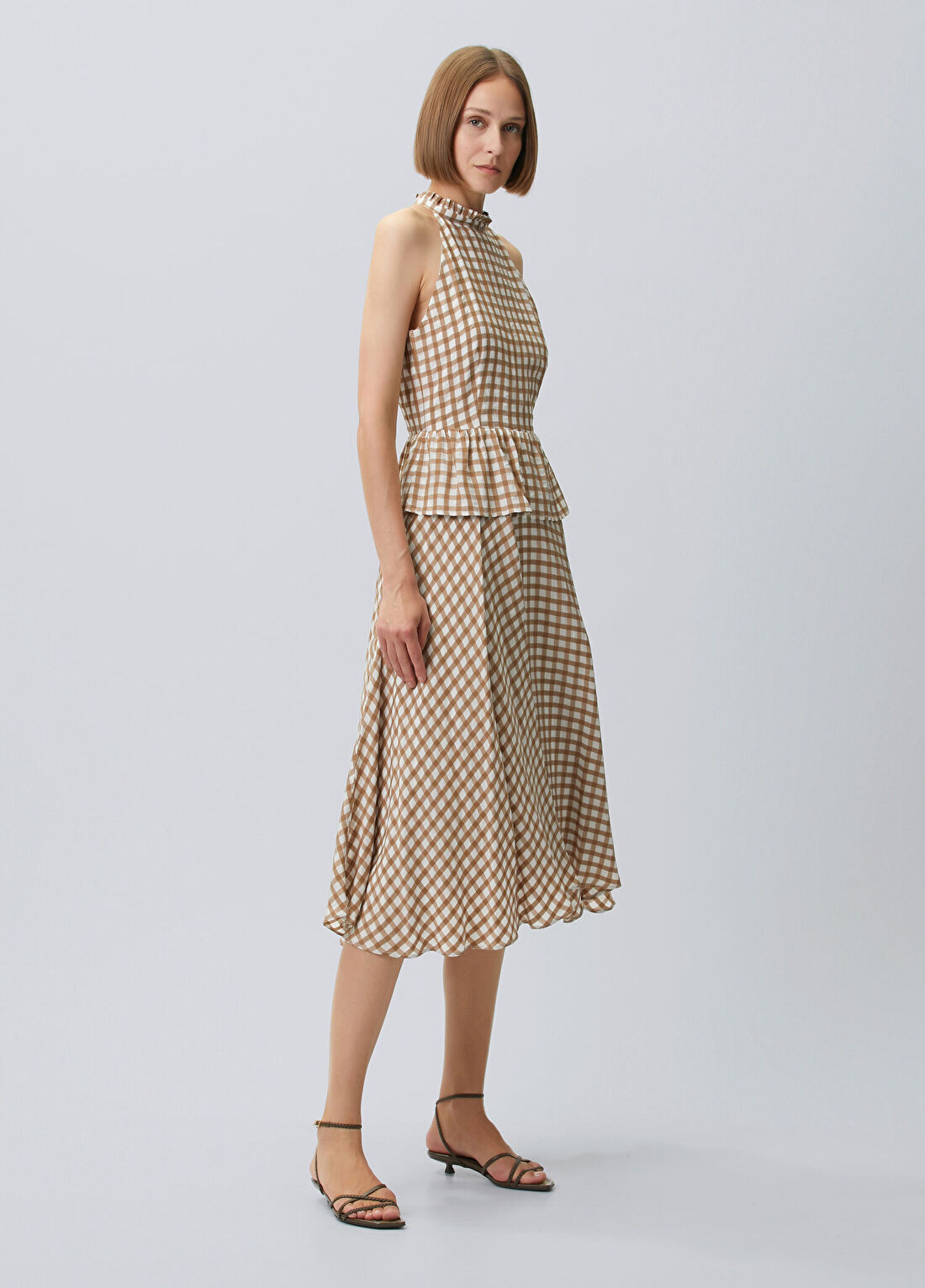 Beymen Collection Bej Krem Pötikareli Midi Elbise görsel 4
