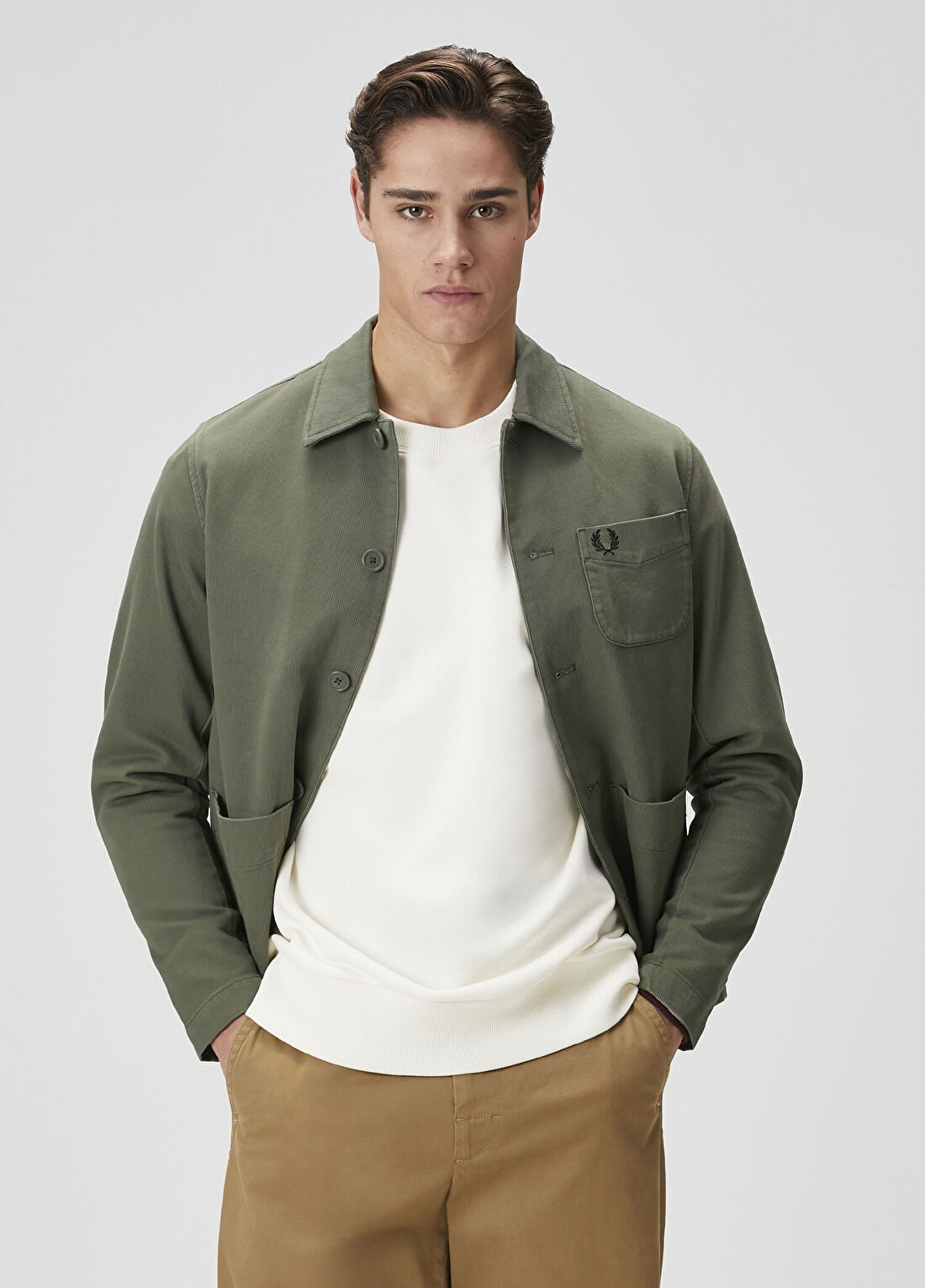 Fred Perry Bedford Cord Yeşil Gömlek
