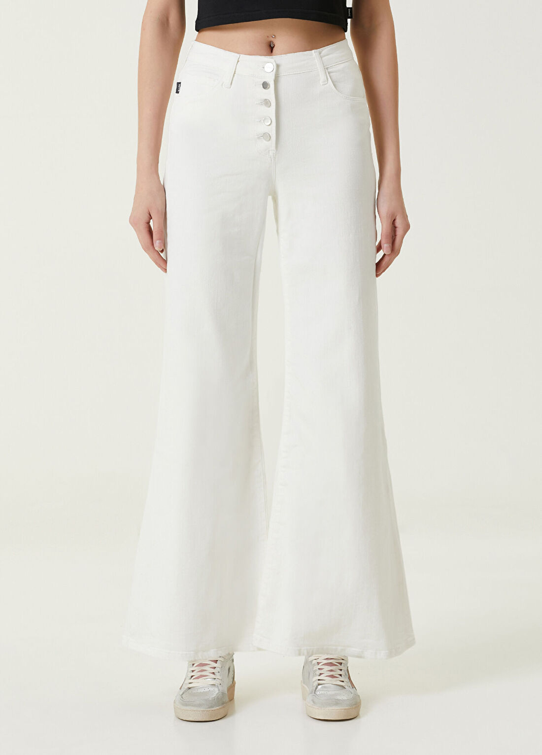 Dare London Pop Beyaz Bol Paça Kadın Jean Pantolon görsel 2