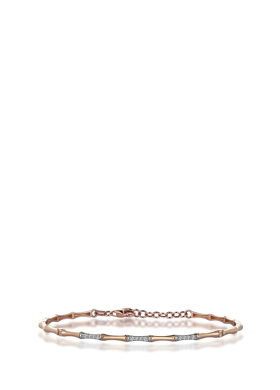 Reis Kuyumculuk Bone Dia Pırlanta Taşlı 14 Ayar Rose Gold Kadın Bileklik