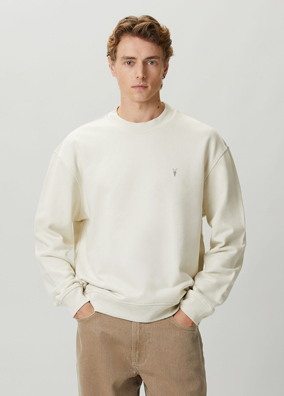 AllSaints Asher Kırık Beyaz Sweatshirt