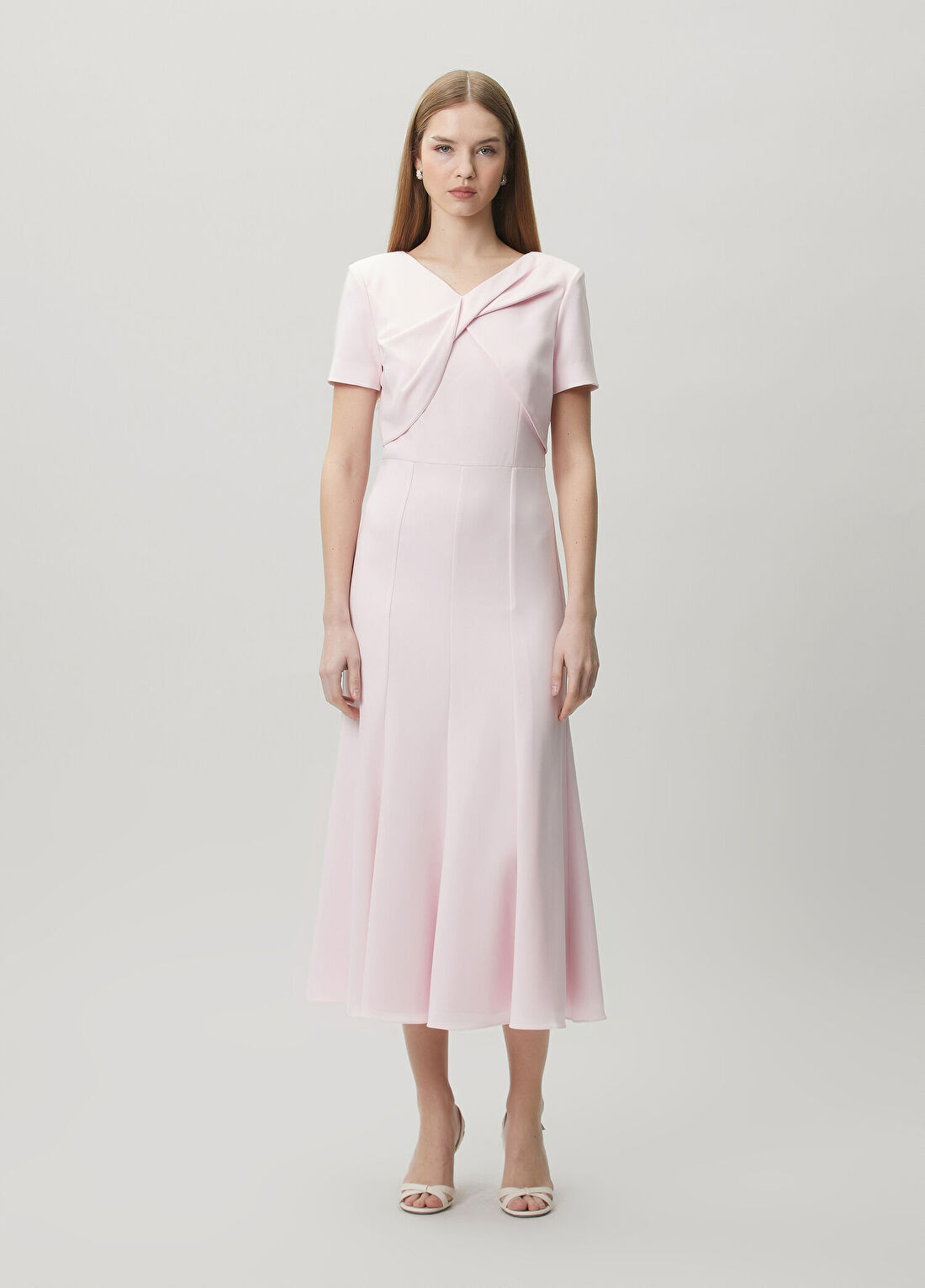 Roland Mouret Açık Pembe Midi Kokteyl Elbise görsel 2
