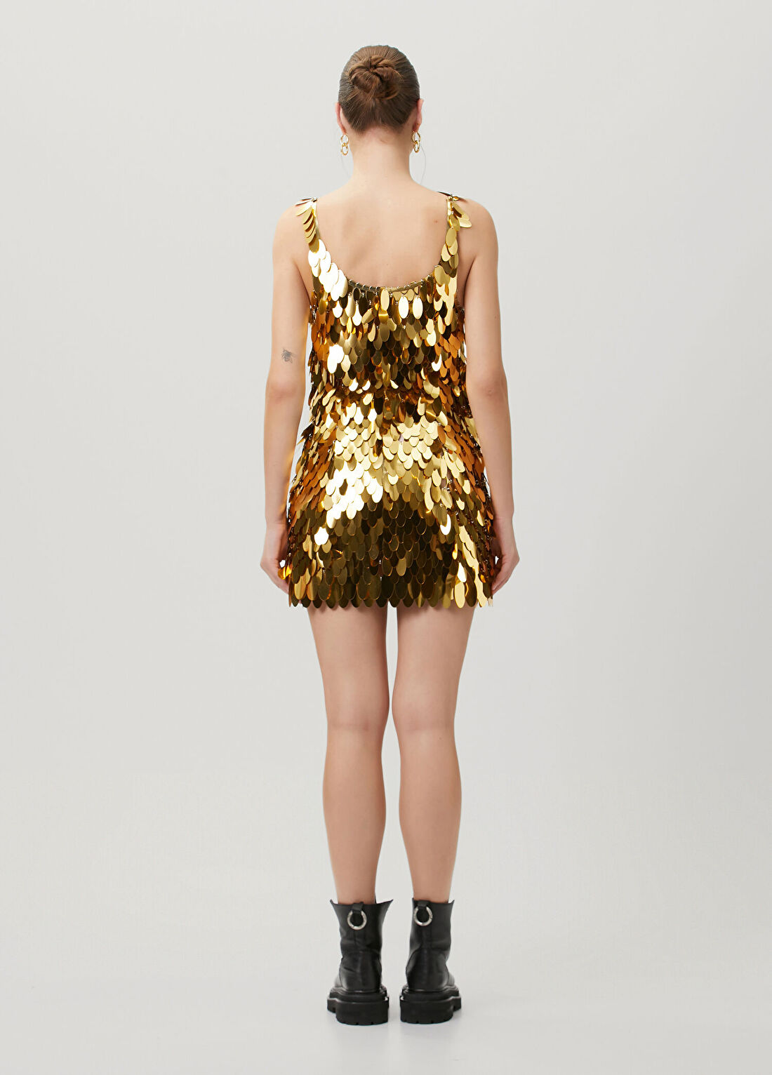 Rabanne Robe Gold Midi Kokteyl Elbise görsel 4