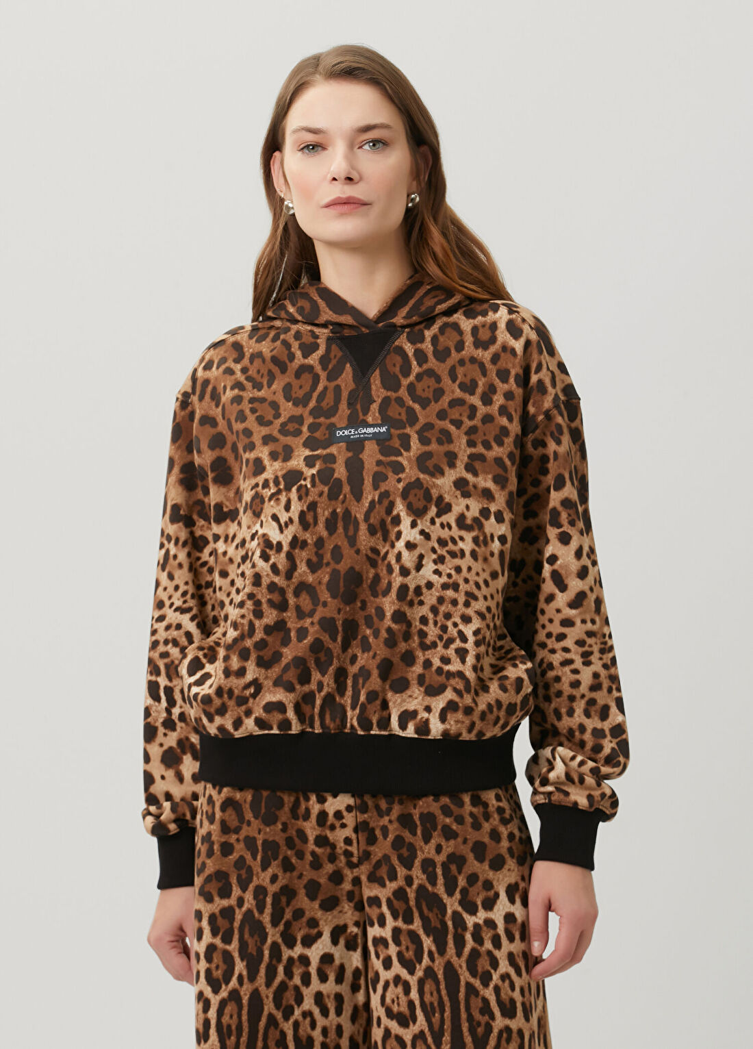 Dolce&Gabbana Leopar Desenli Kapüşonlu Sweatshirt