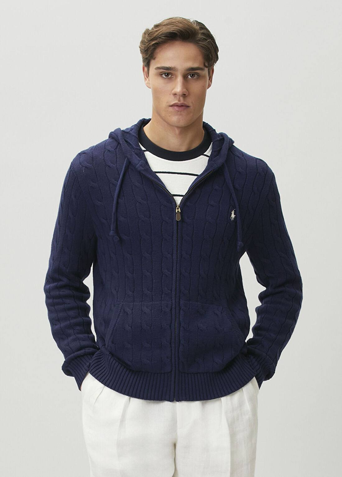 Polo Ralph Lauren Mavi Kapüşonlu Triko Hırka
