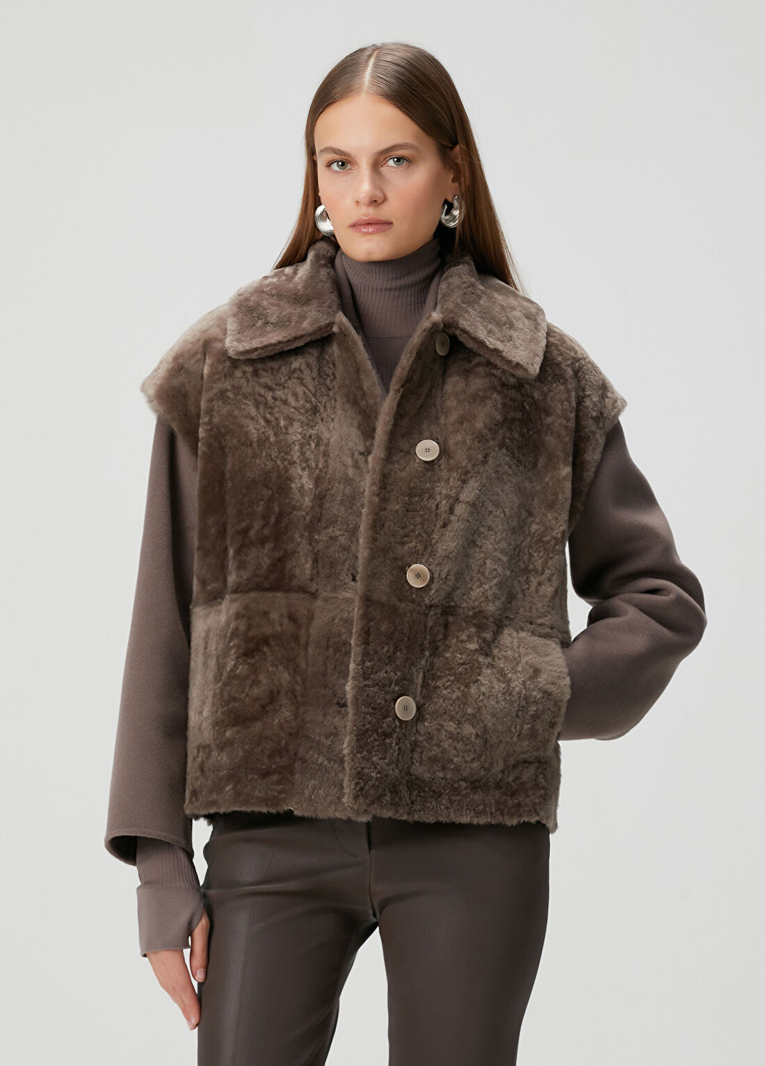 Joseph Vizon Shearling Deri Yelek görsel 2