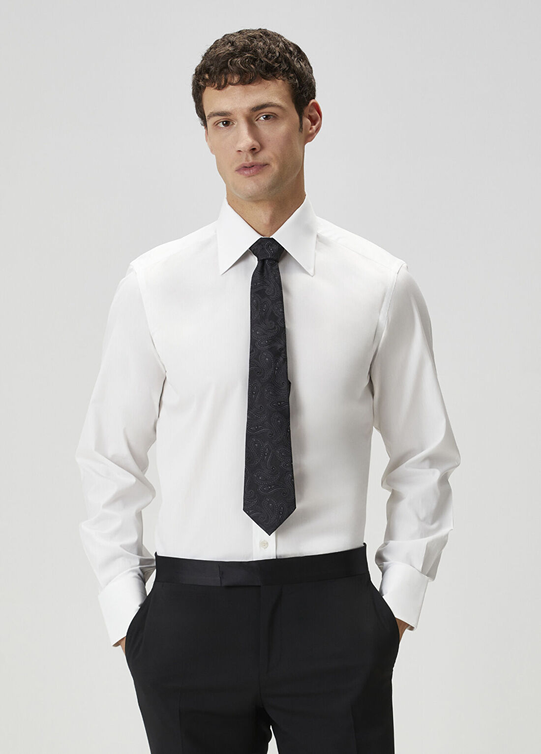 Tom Ford Slim Fit Kırık Beyaz Stretch Poplin Gömlek