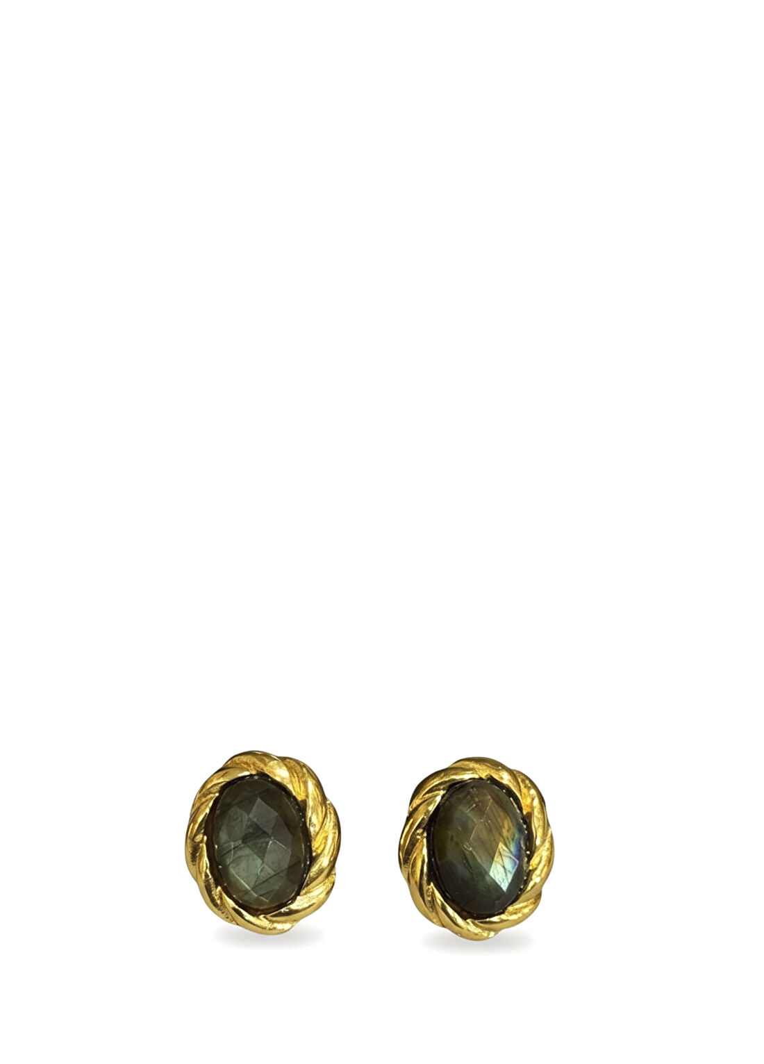 La Pluie Lunae Noire Earrings Labradorit 22 Ayar Altın Kaplama Kadın Küpe