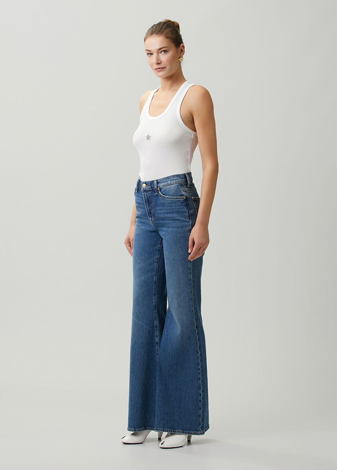 Stella McCartney Crystal Star Racerback Beyaz Atlet görsel 2