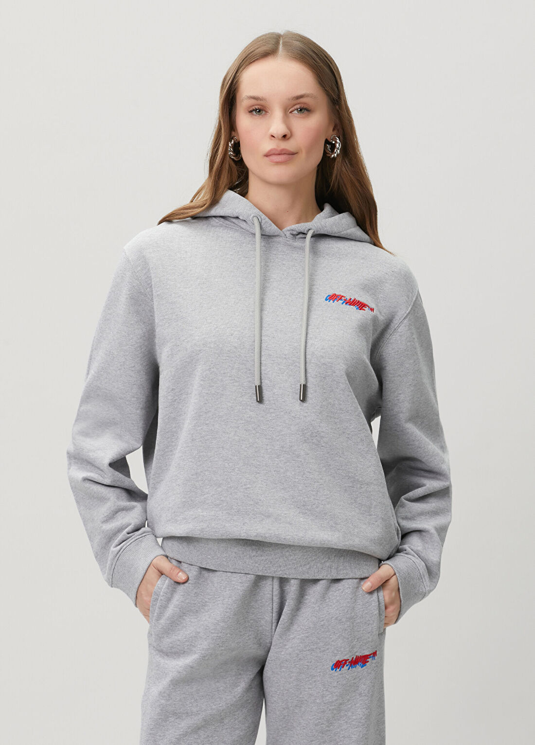 Off-White Gri Kapüşonlu Sweatshirt