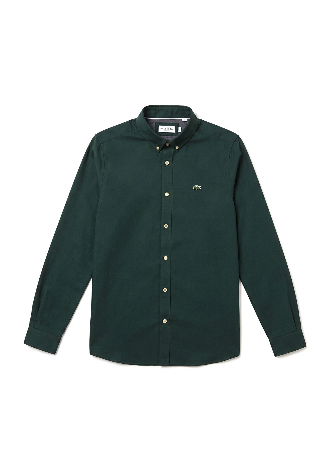 Lacoste Koyu Yeşil Slim Fit Düğmeli Yaka Uzun Kollu Erkek Gömlek