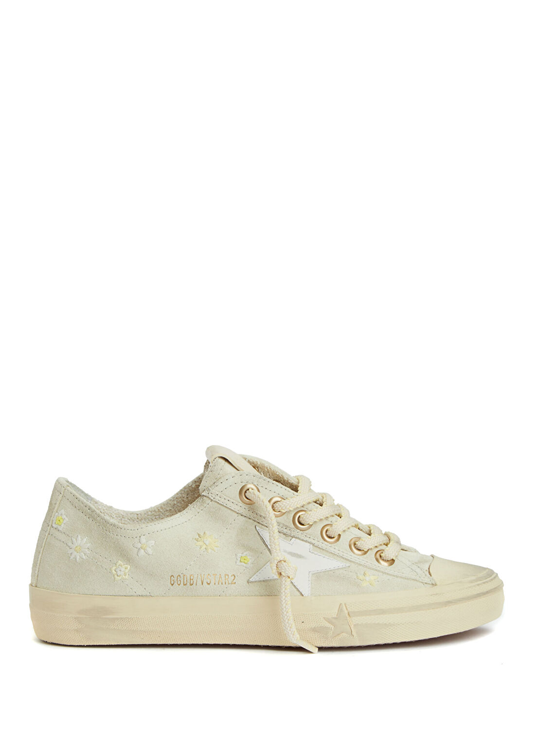 Golden Goose V Star 2 Bej Beyaz Kadın Deri Sneaker