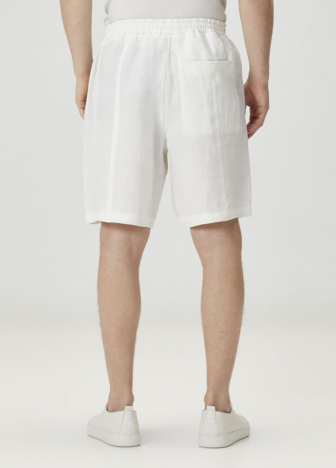 Emporio Armani Beyaz Keten Bermuda görsel 3
