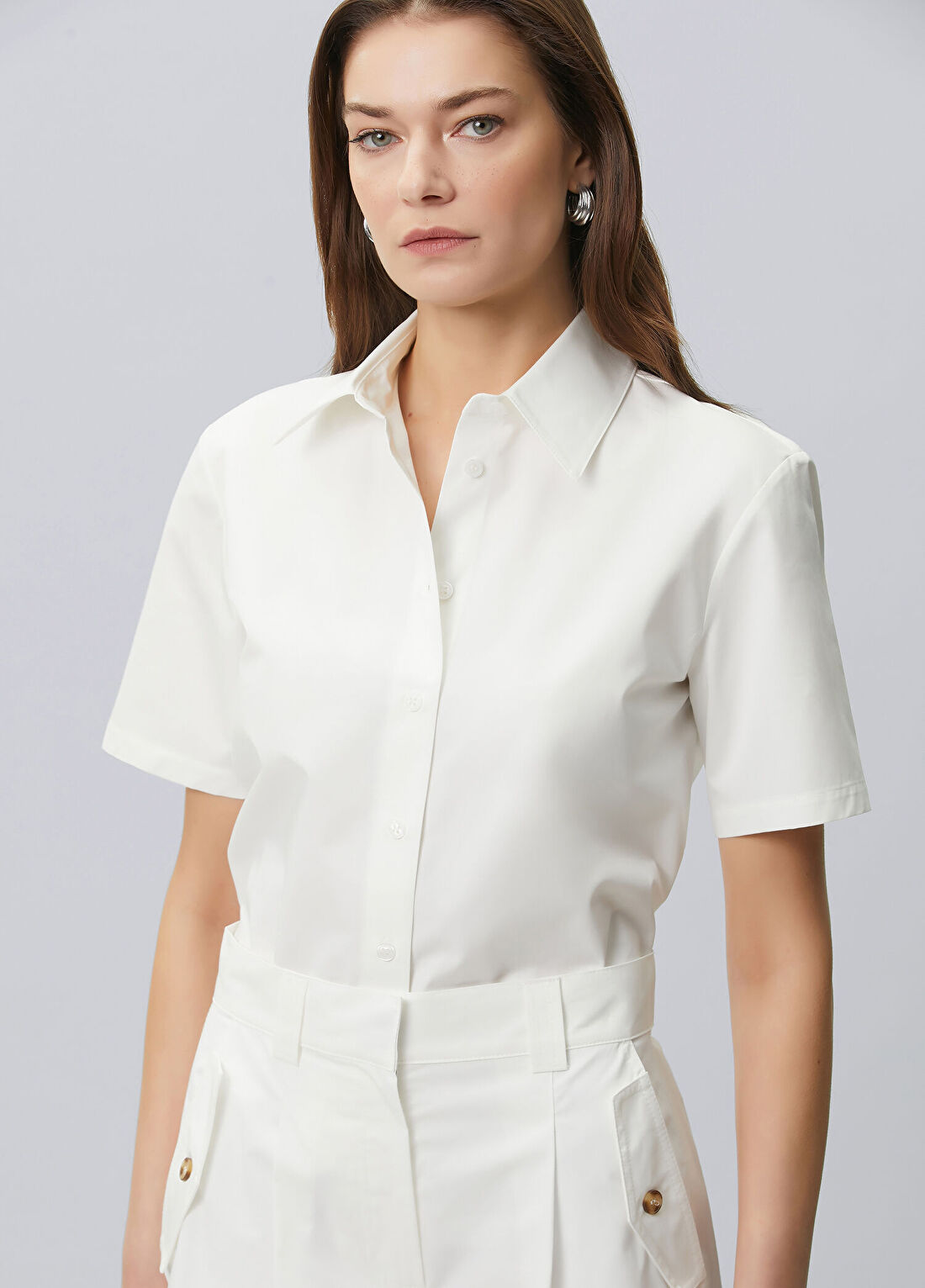 Beymen Collection Beyaz Kısa Kol Koton Gömlek görsel 2