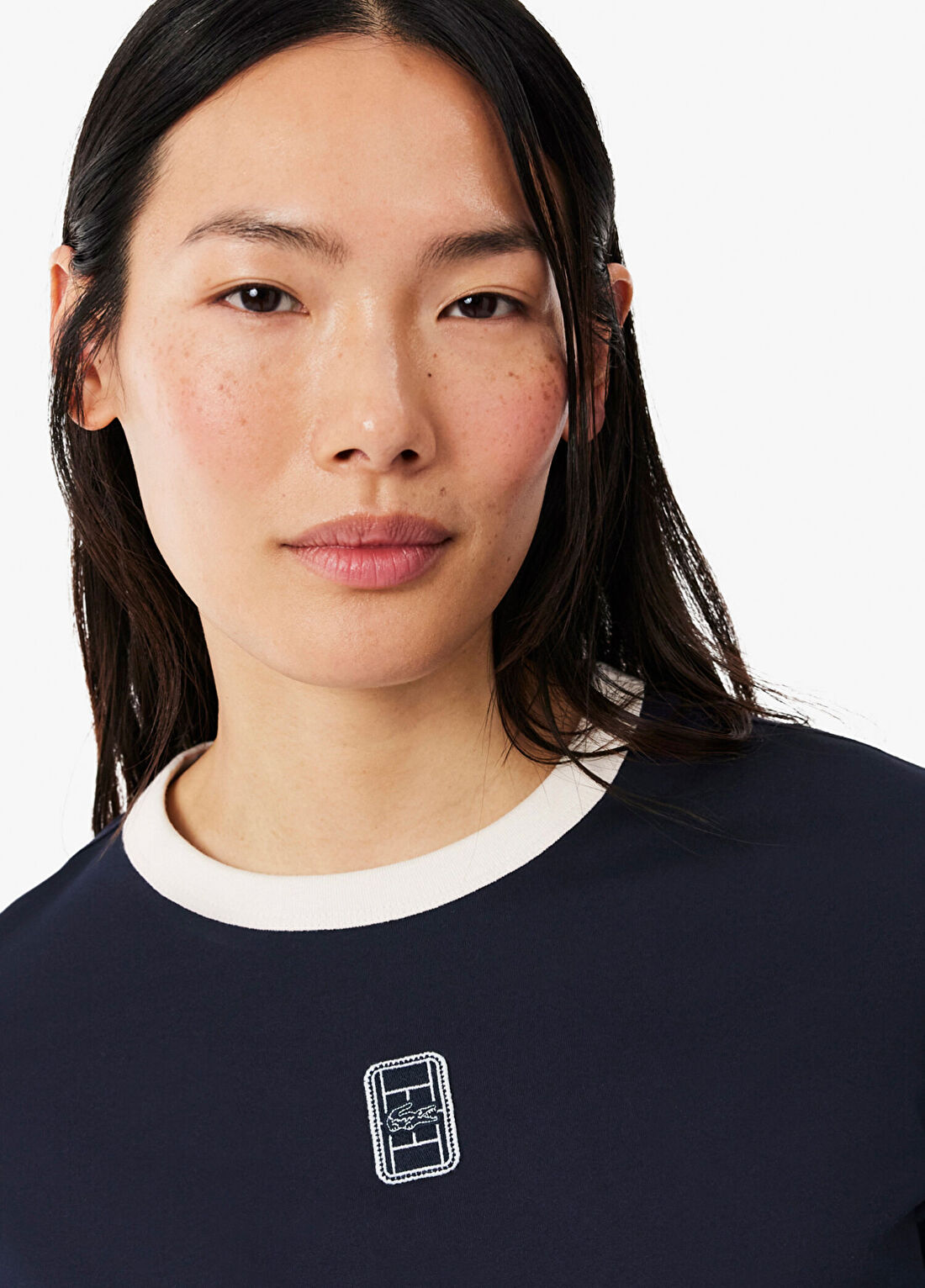 Lacoste Lacivert Bisiklet Yaka Relaxed Fit Kısa Kollu Kadın T-Shirt görsel 2