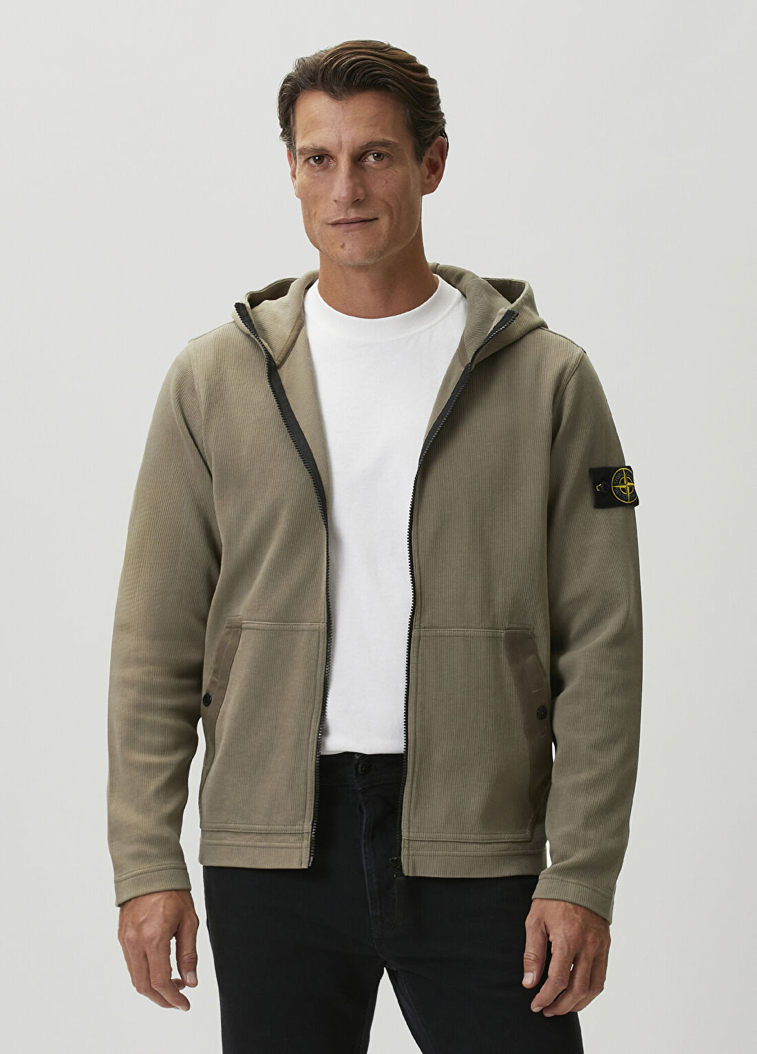 Stone Island Haki Kapüşonlu Sweatshirt