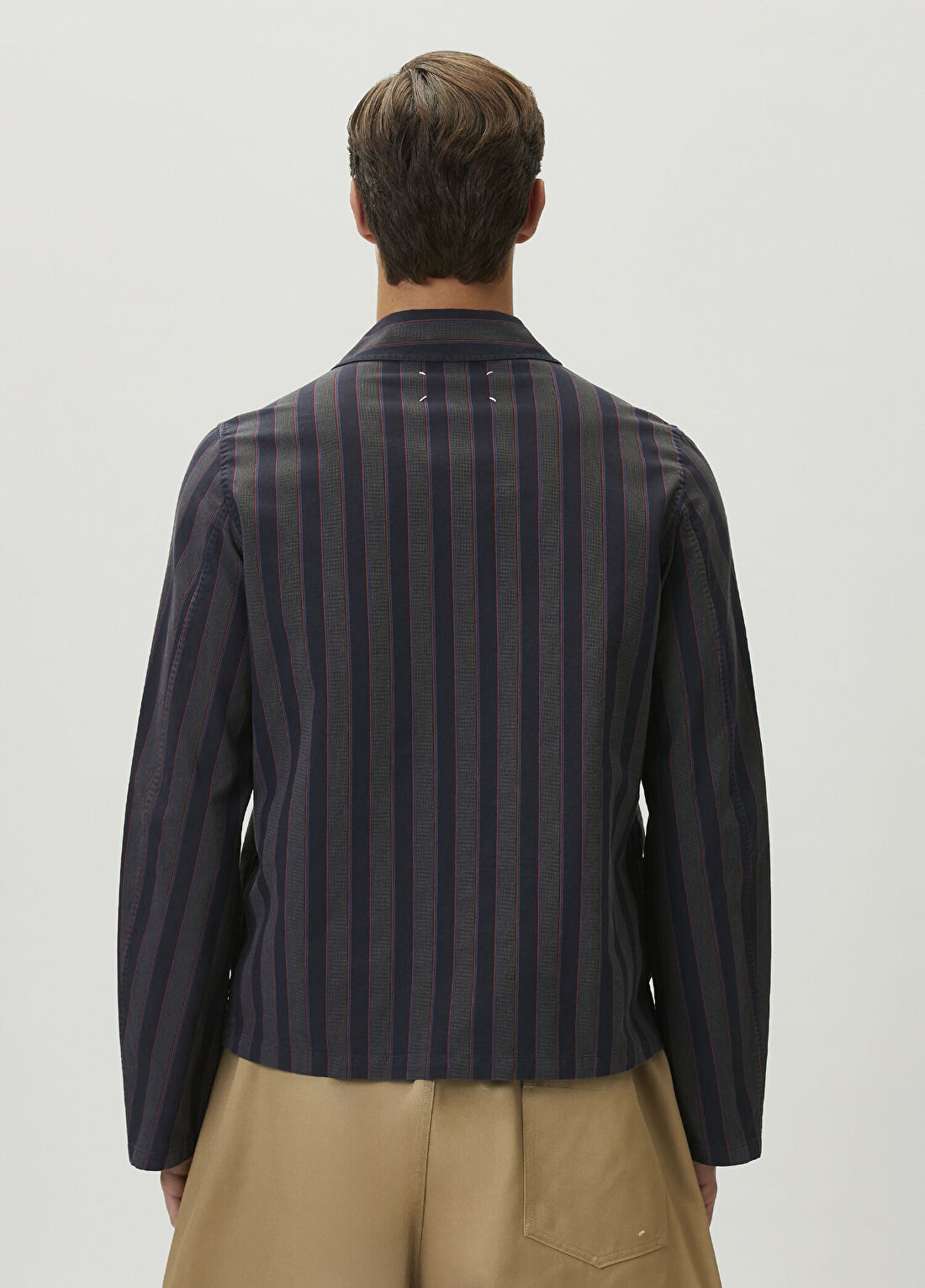 Maison Margiela Gri Çizgi Desenli Gömlek görsel 4