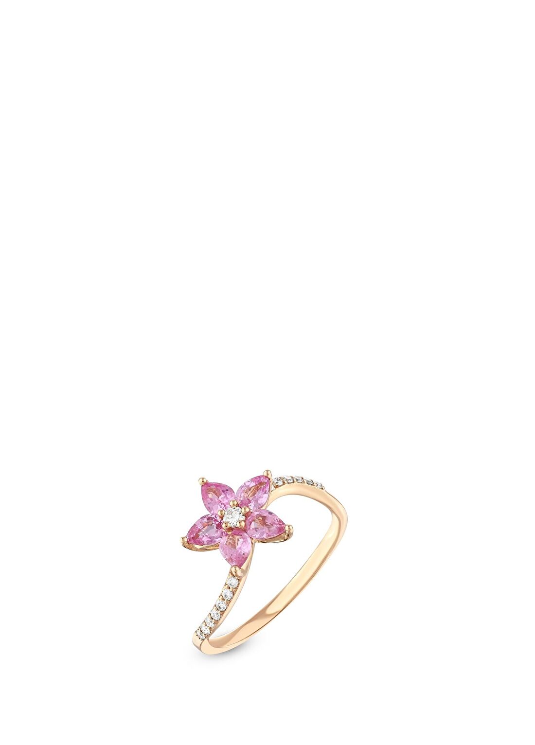 Bee Goddess Apple Seed Pembe Safir Kadın Altın Yüzük
