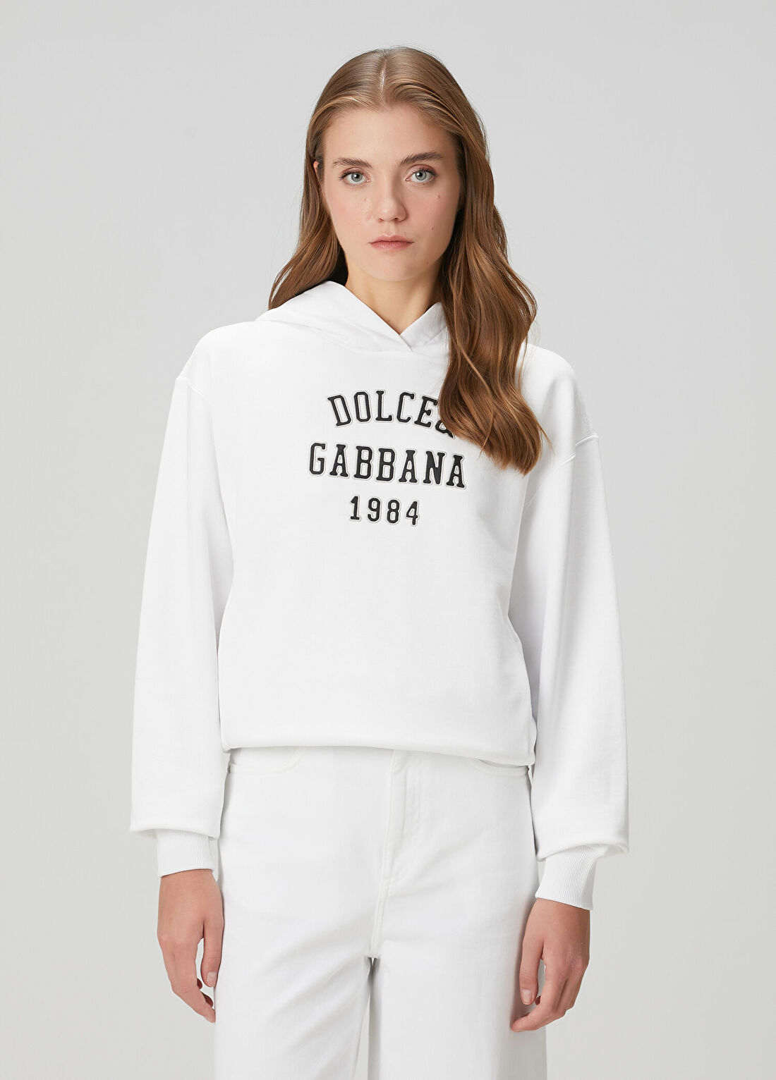 Dolce&Gabbana Beyaz Kapüşonlu Logolu Sweatshirt
