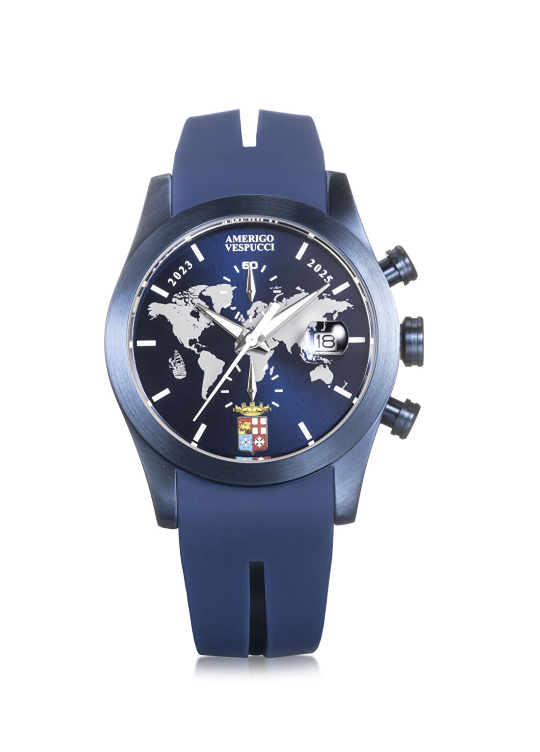 Locman Italy Amerigo Vespucci Island Chrono Mavi Silikon Erkek Kol Saati