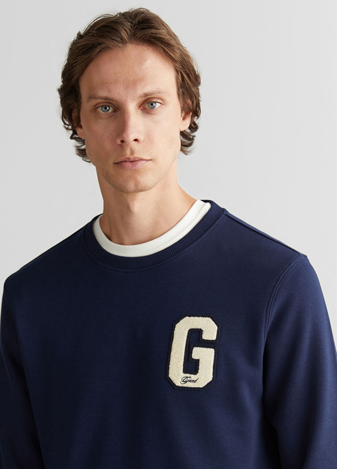 Gant Lacivert Logolu Regular Fit Bisiklet Yaka Erkek Sweatshirt görsel 4