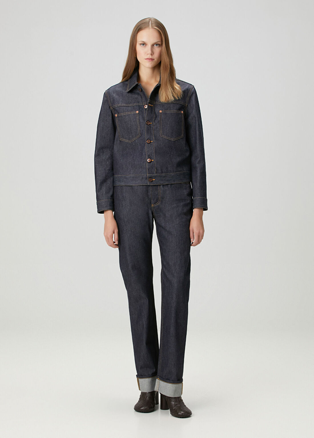 Bottega Veneta Lacivert Straight Leg Jean Pantolon