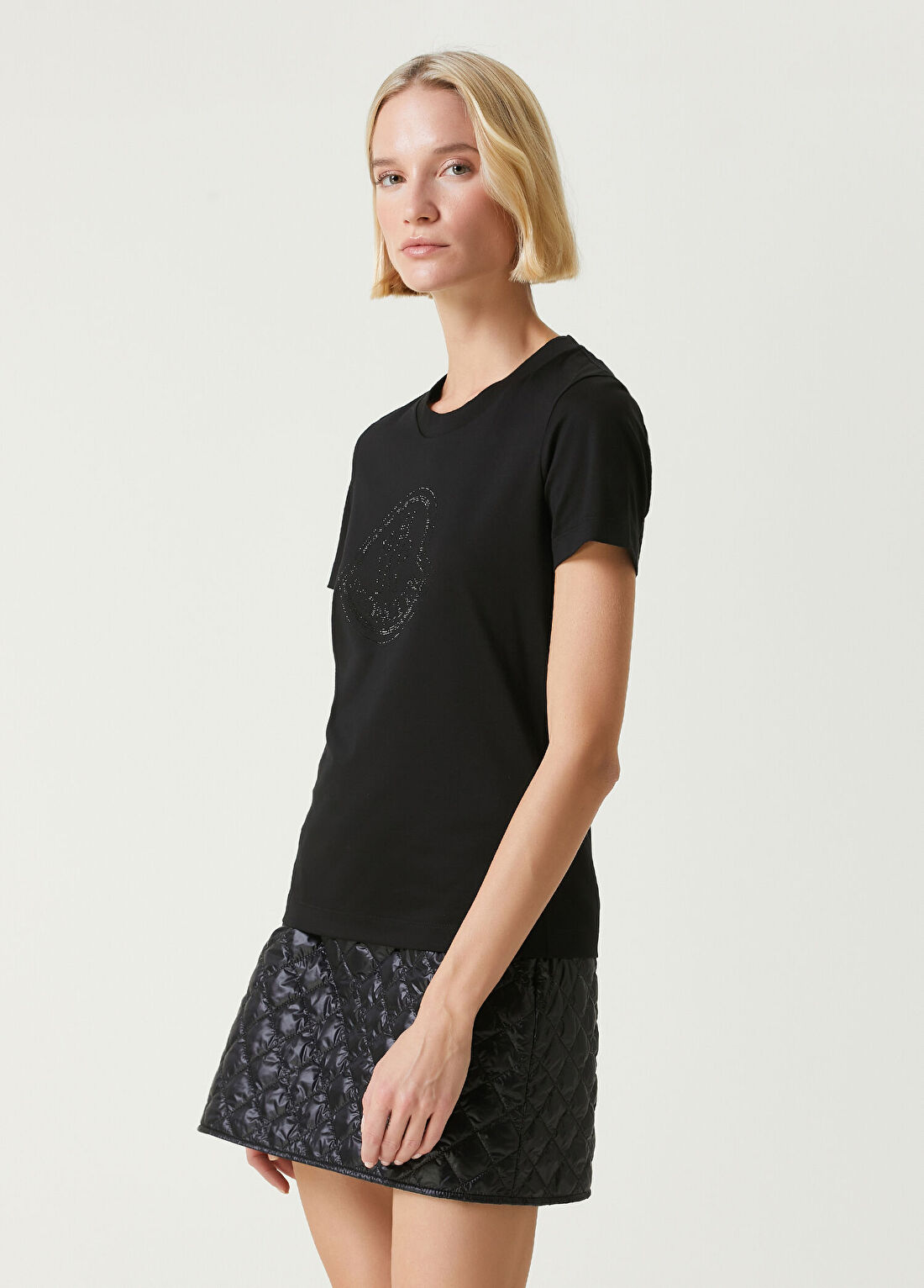 Moncler Siyah Taşlı Logolu T-shirt