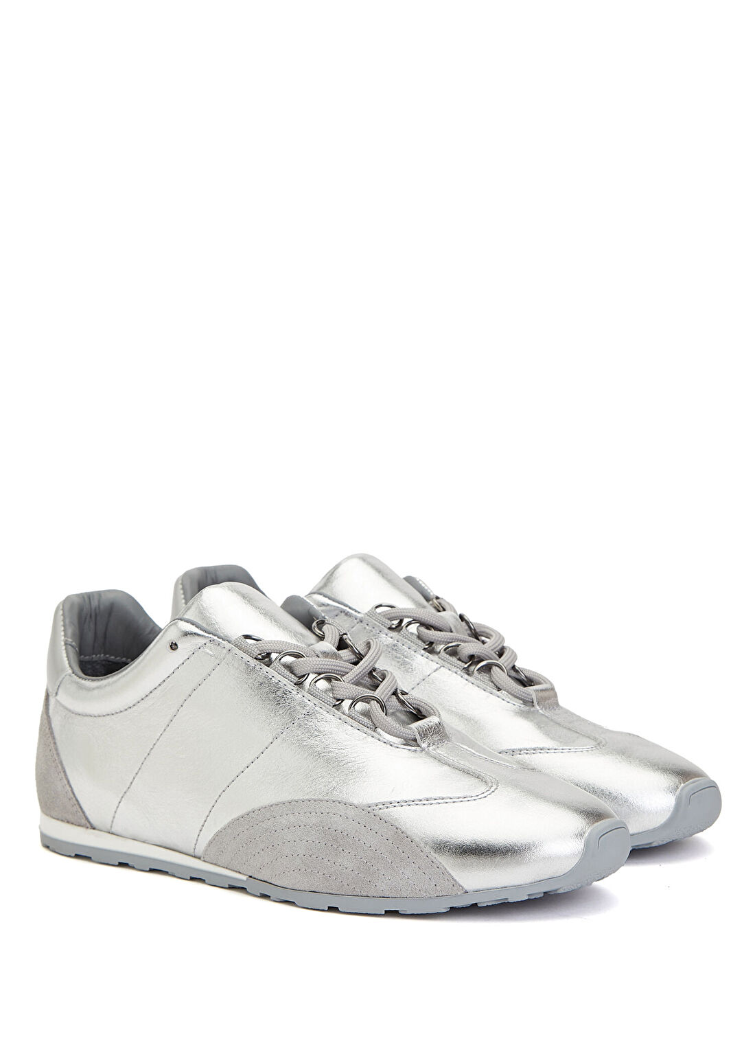 Divarese Silver Parlak Kadın Deri Sneaker görsel 2