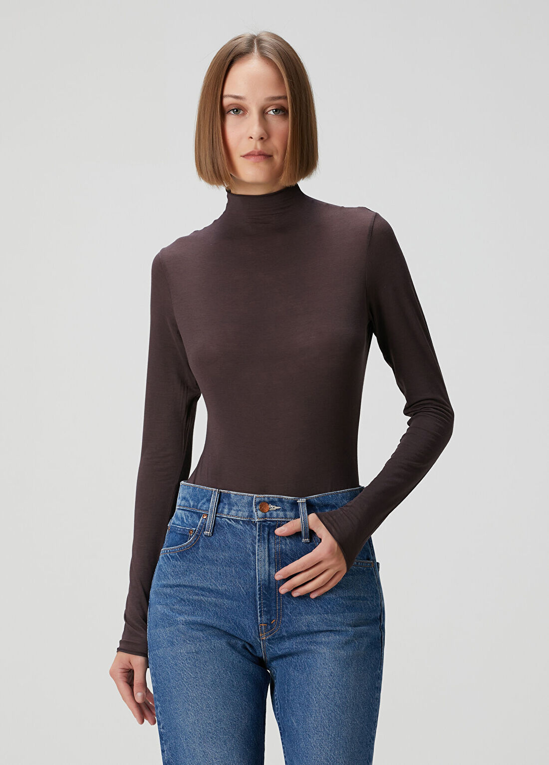 Skims Long Sleeve Turtleneck Bordo Body