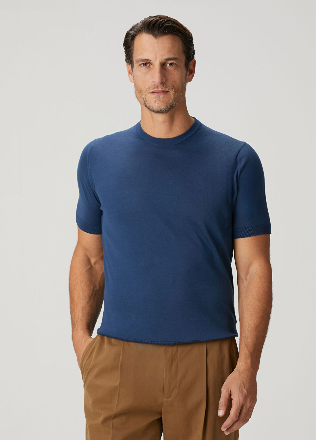 John Smedley Kempt Mavi Kısa Kollu Triko