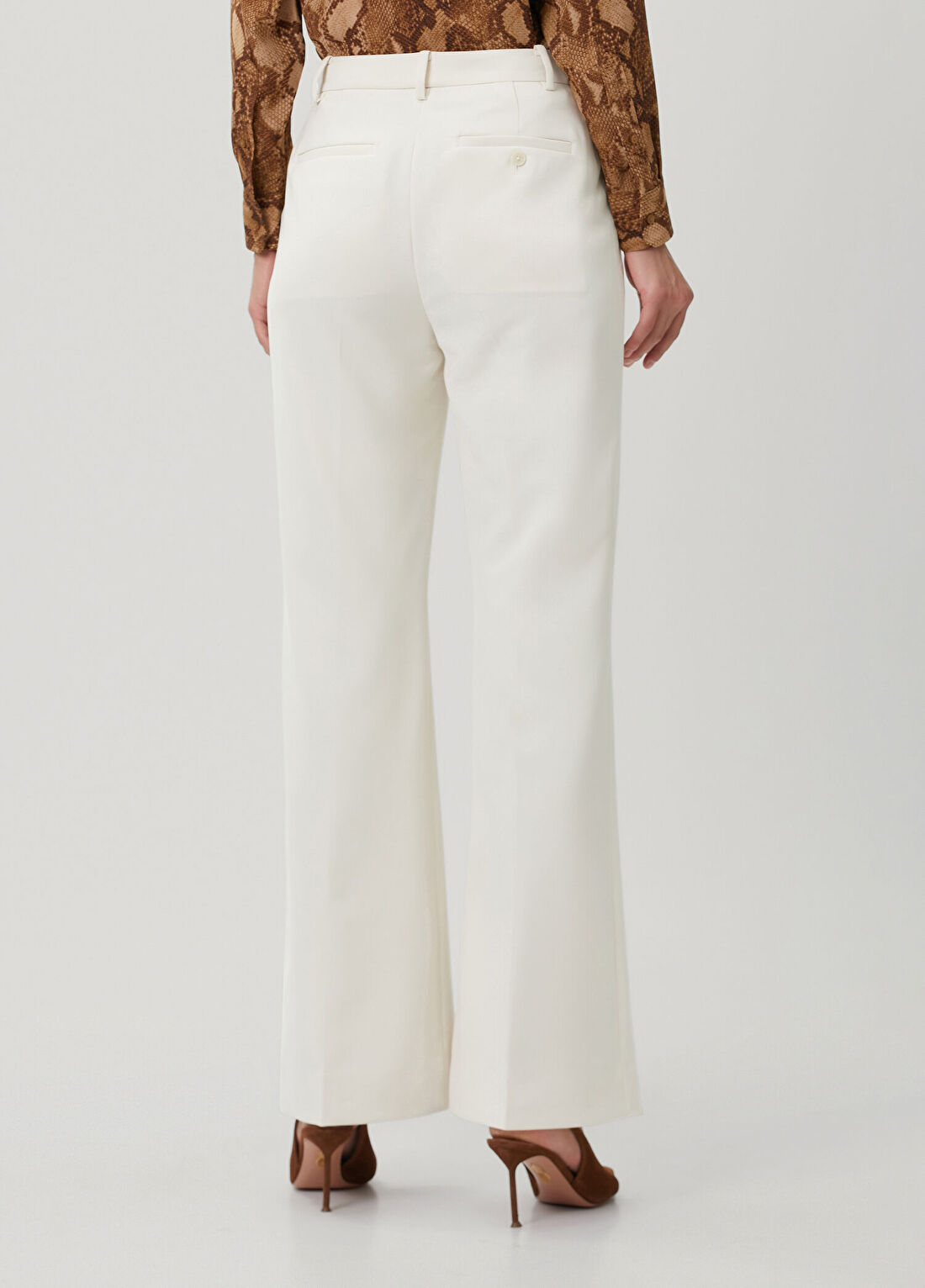 Lauren Ralph Lauren Krem Flared Pantolon görsel 4