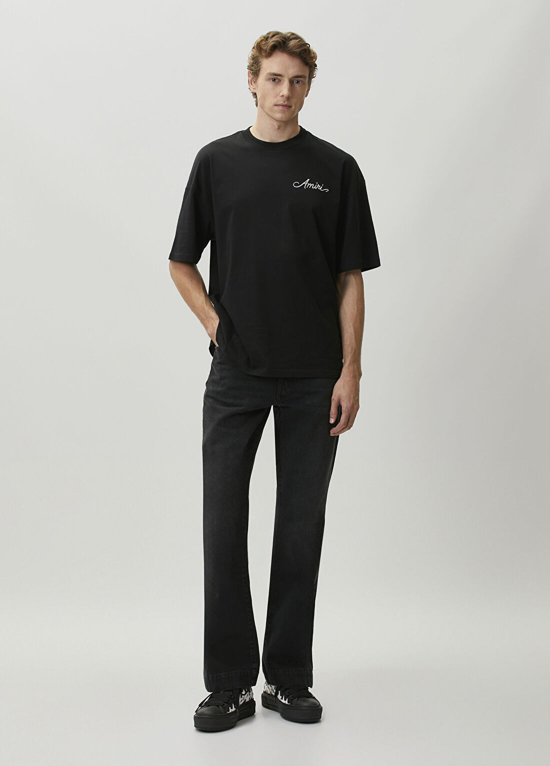 Amiri Siyah Straight Flare Jean Pantolon