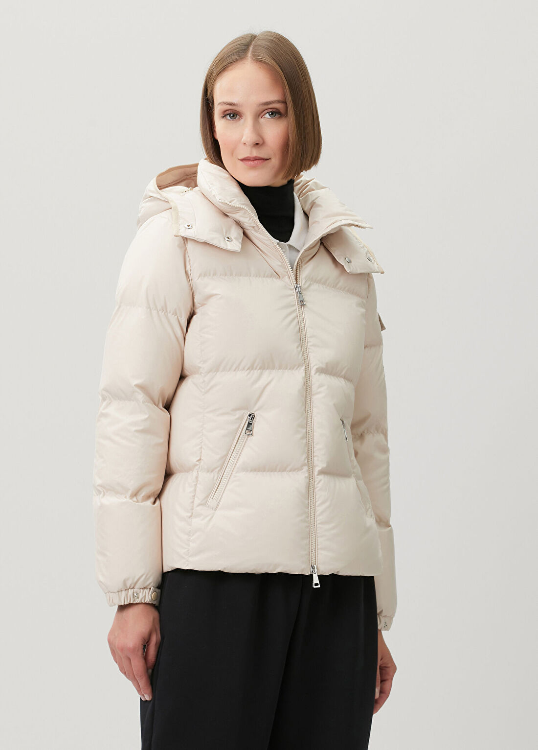 Moncler Fourmines Bej Kapüşonlu Mont