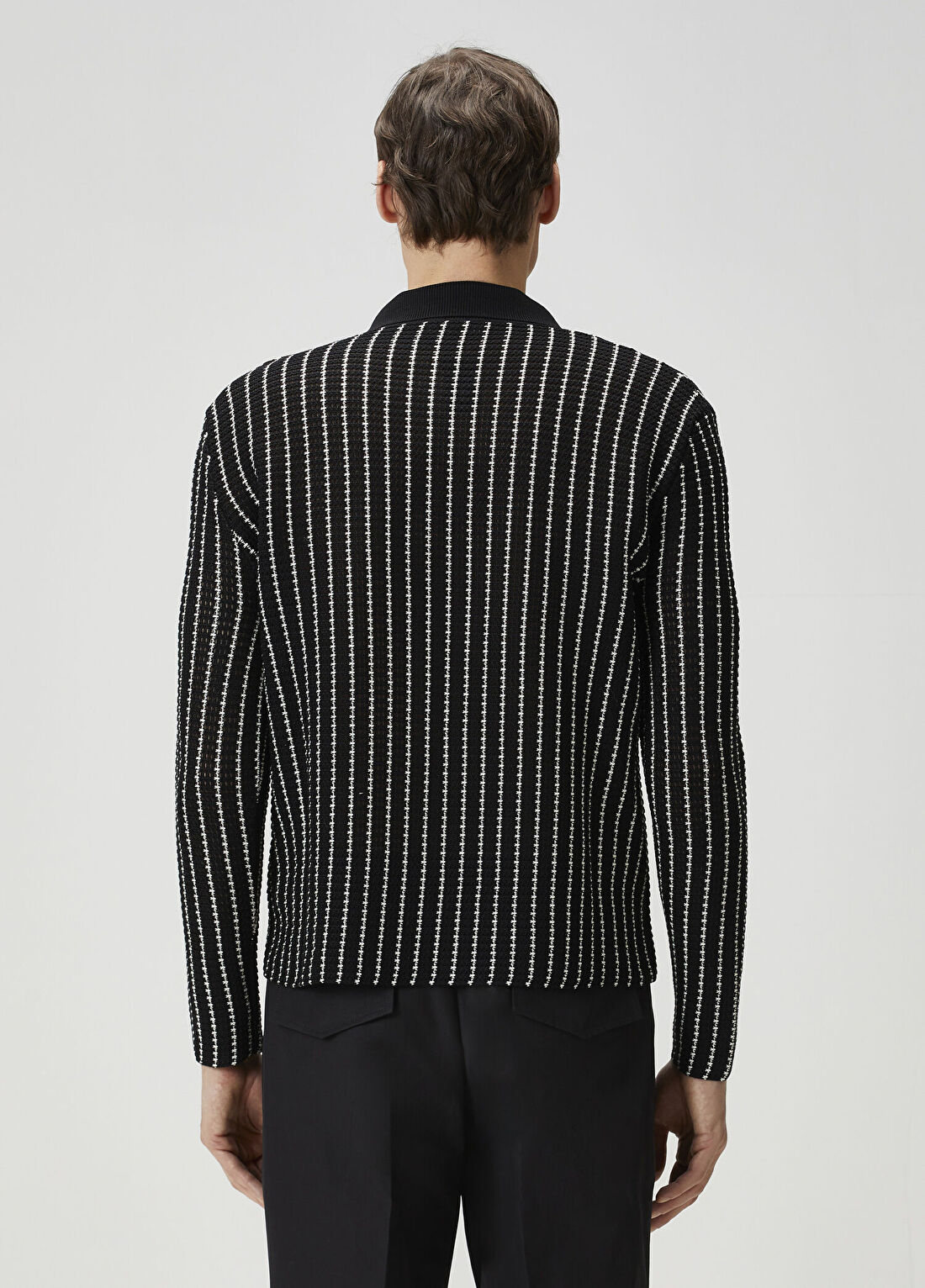 Jil Sander Siyah Kontrast Jakarlı Triko Hırka görsel 4