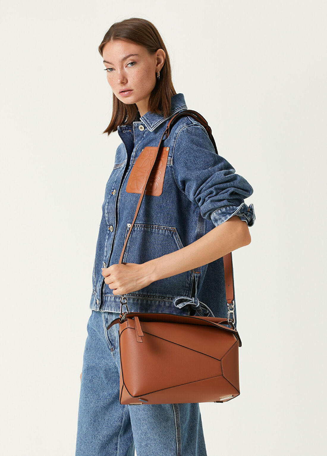 Loewe Puzzle Kahverengi Kadın Deri Çanta görsel 2