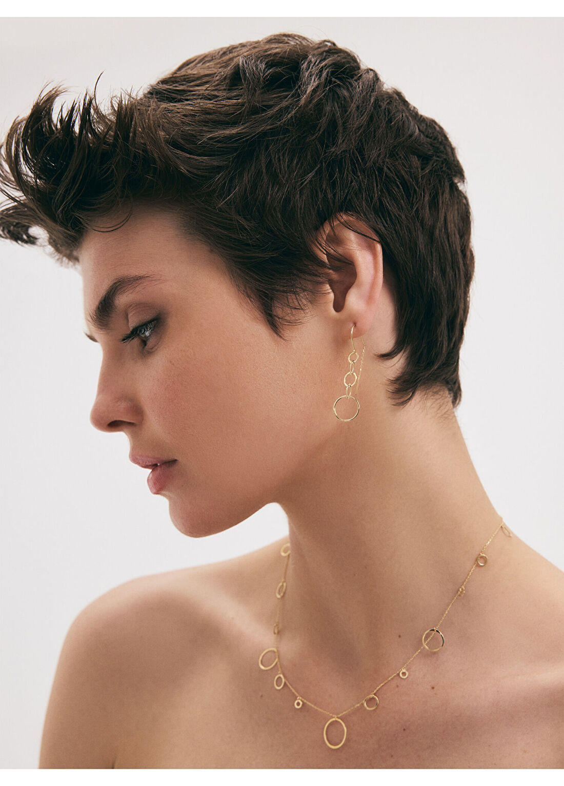 Orena Jewelry Circle Station 14 Ayar Altın Kadın Küpe görsel 3
