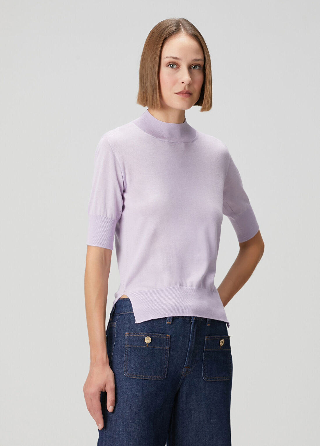 Jil Sander Lila Yırtmaç Detaylı Triko görsel 3